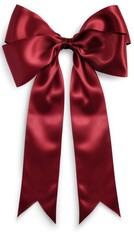Burgundy red double layered bow with long tails