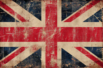 Fototapeta premium Distressed dark worn background of a vintage Union Jack national flag of the United Kingdom, stock illustration image