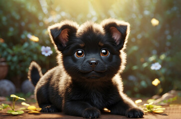 Obraz premium Cute black puppy
