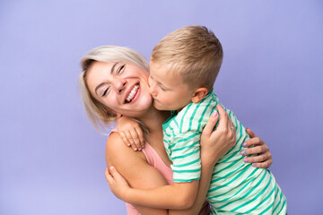 Mother and son over isolated background