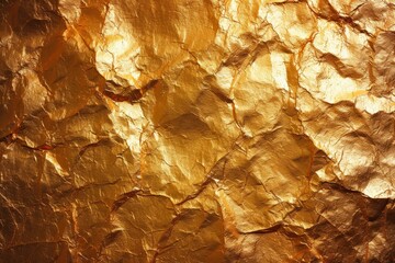 Golden crumpled paper texture background