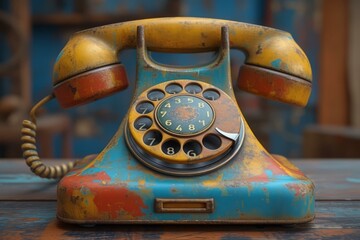 A close-up image of a vintage rotary dial telephone
