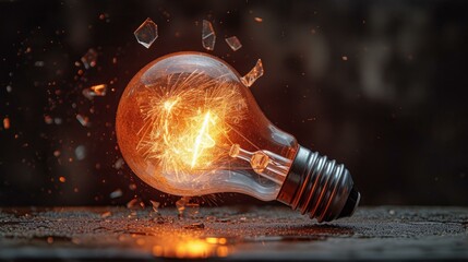Idea Light Bulb Shattering - obrazy, fototapety, plakaty