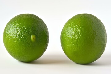 Two green limes on a white background