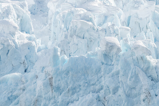 The ice at the front of a glacier, Alaska, USA.