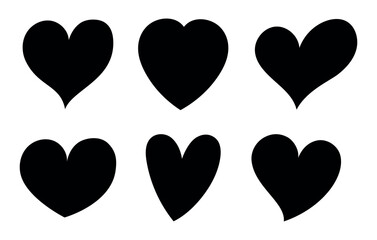 Set of black hearts - obrazy, fototapety, plakaty