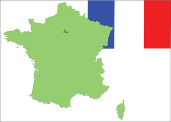 Vector illustration of France map and flag