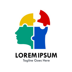 Head puzzle design logo template illustration