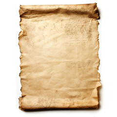 a blank piece of parchment tattered from old age with rolled sides on the left and right сreated with Generative Ai