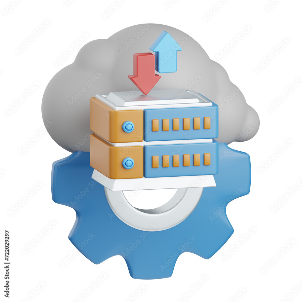Poster 3d rendering server management isolated useful for seo, website, internet, optimization and other