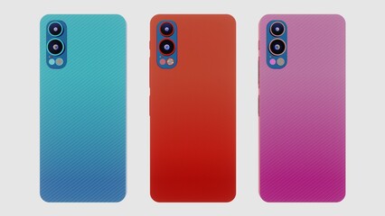 Modern Smartphone Designs, Stylish Camera Modules, Phone Cases and Screens, Set of Three