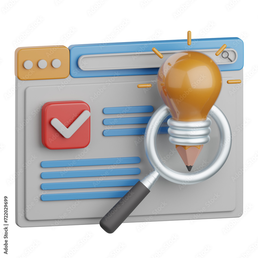 Poster 3d rendering search result isolated useful for seo, website, internet, optimization and other