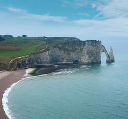 Natural cliff in Etretat, France.