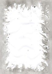 Gray frame watercolor paint stains on white papper 