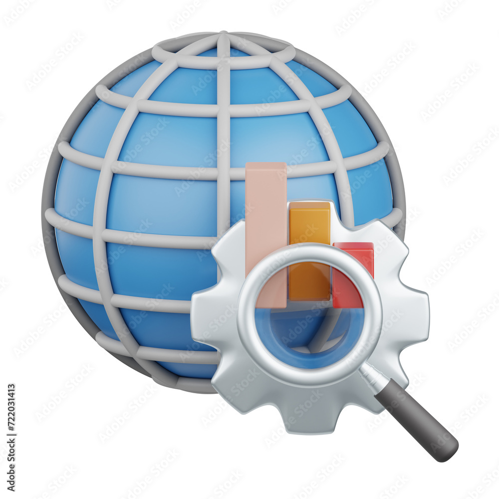 Poster 3d rendering global optimization isolated useful for seo, website, internet, optimization and other
