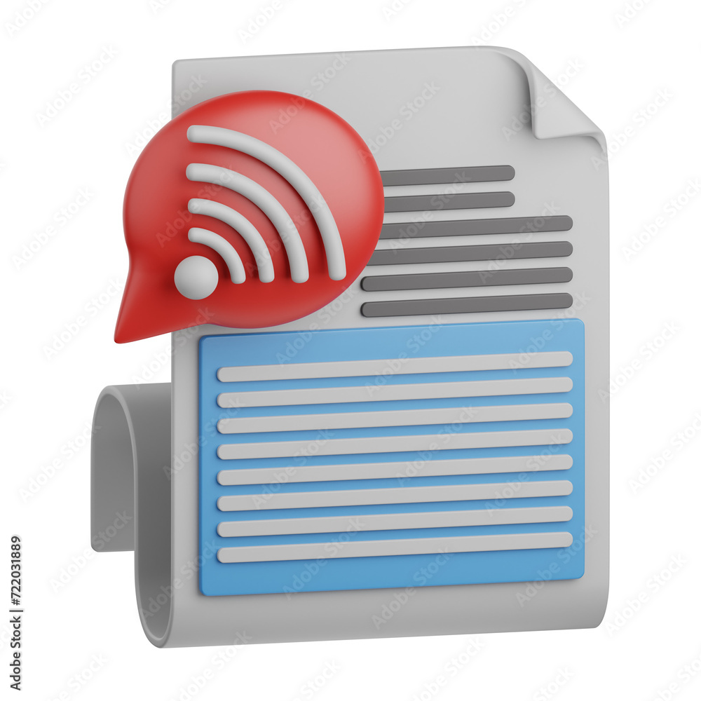 Poster 3d rendering rss feed isolated useful for seo, website, internet, optimization and other