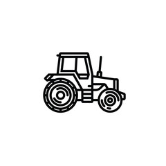 Original vector illustration. Contour icon of a tractor on wheels, for agricultural and industrial purposes.