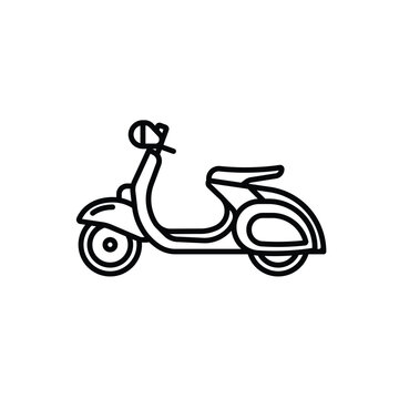Original vector illustration. Retro scooter. A contour icon.