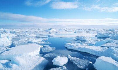 Arctic ice melting due to global warming, environmental disaster, ocean desalination