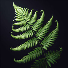 Fototapeta premium Fern isolated on black background. Flowers and plants in spring. AI generated