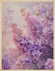 Violet Flower Print, Paper Texture