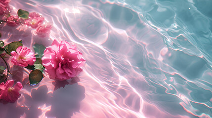 Fototapeta na wymiar rose petals in water. generative ai 