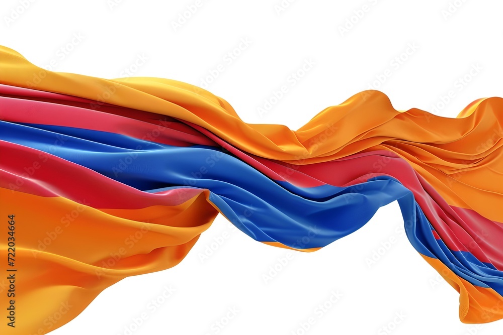 Poster vibrant flowing fabric captured in still life. dynamic wave of color in motion. perfect for abstract