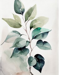 Watercolor botanical leaves