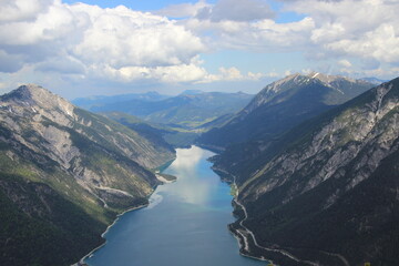 Achensee view to the mountains with lake