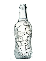 broken glass bottle, transparent background, isolated image, generative AI