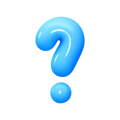 Symbols Question mark. Sign blue color. Realistic 3d design in cartoon balloon style. Isolated on white background. vector illustration