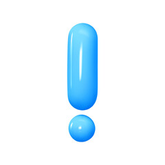 Symbols Exclamation mark. Sign blue color. Realistic 3d design in cartoon balloon style. Isolated on white background. vector illustration
