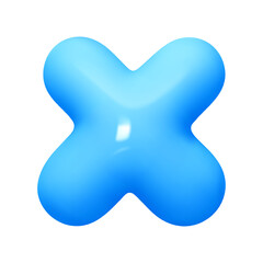 Symbols x cross. Sign blue color. Realistic 3d design in cartoon balloon style. Isolated on white background. vector illustration