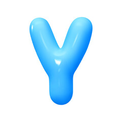 letter Y. letter sign blue color. Realistic 3d design in cartoon balloon style. Isolated on white background. vector illustration