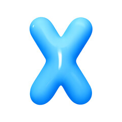 Obraz premium letter X. letter sign blue color. Realistic 3d design in cartoon balloon style. Isolated on white background. vector illustration
