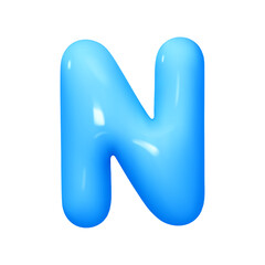 letter N. letter sign blue color. Realistic 3d design in cartoon balloon style. Isolated on white background. vector illustration