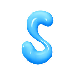 letter S. letter sign blue color. Realistic 3d design in cartoon liquid paint style. Isolated on white background. vector illustration