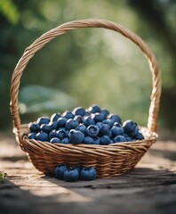 Fototapeta na wymiar fresh organic blueberry in a small basket 