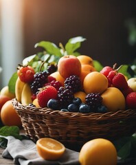 fresh organic fruit in a small basket
