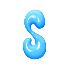 letter S. letter sign blue color. Realistic 3d design in cartoon liquid paint style. Isolated on white background. vector illustration