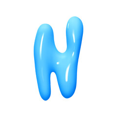 letter N. letter sign blue color. Realistic 3d design in cartoon liquid paint style. Isolated on white background. vector illustration