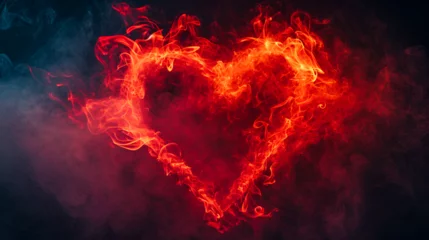 Fotobehang heart in fire. generative ai  © Saleem