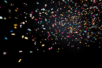 Background with colorful motion glittering confetti.