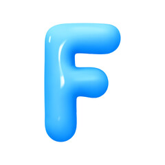 letter F. letter sign blue color. Realistic 3d design in cartoon balloon style. Isolated on white background. vector illustration