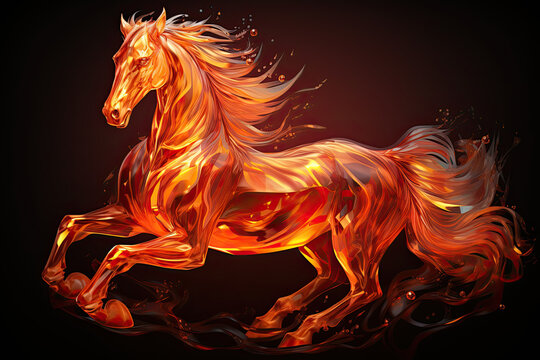 Inferno Pegasus: Majestic Fire Horse Galloping Through the Darkness