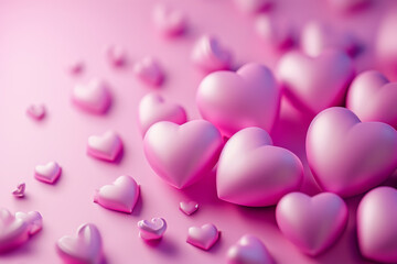 Obraz premium 3d Beautiful background for a Valentine's Day card with pink hearts.
