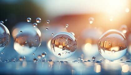 Blue bubble background with copy space for water or wine concept design or advertising banner