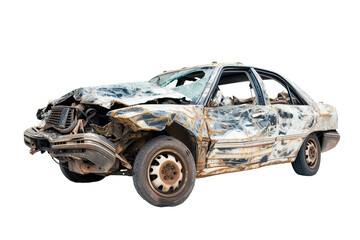 Damaged Car, transparent background, isolated image, generative AI - obrazy, fototapety, plakaty