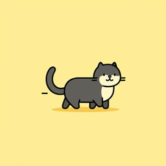 cat walking 2d frame minimal style cute сreated with Generative Ai