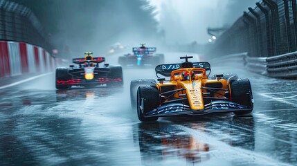 F1 car and car racing. Generative AI - obrazy, fototapety, plakaty